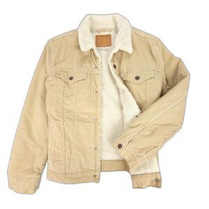 LEVIS Type 3 Sherpa Trucker True Chino Corduroy Jacket Western Tan Mens Large